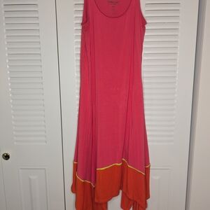 Women's Pink and Orange Sleeveless Dress